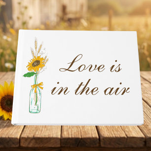 Country Sunflowers Boho Yellow Floral Wedding Guest Book
