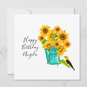 Country Sunflowers Bouquet Birthday  Card