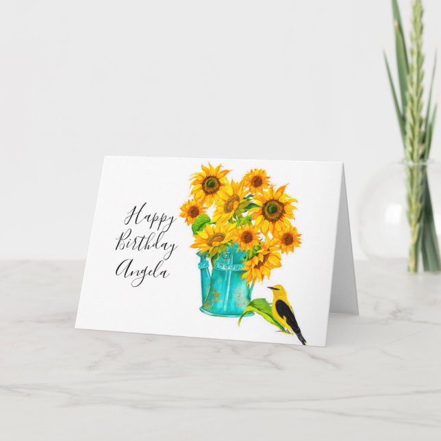 Country Sunflowers Bouquet Birthday   Card (Front)