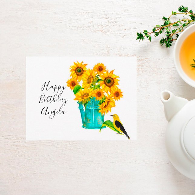 Country Sunflowers Bouquet Birthday Postcard (Creator Uploaded)