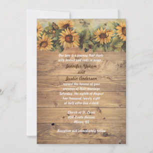 Country Sunflowers & Butterflies Wedding Invitation