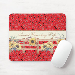 Country Sunflowers on Bandanna Print Custom  Mouse Mat