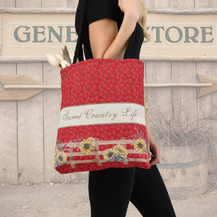 Country Sunflowers on Bandanna Print Custom  Tote Bag