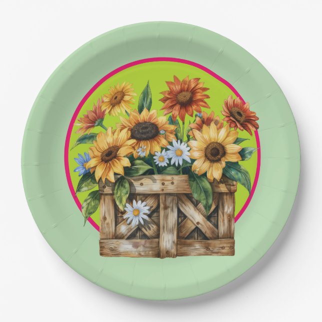 Country Sunflowers  Paper Plate (Front)
