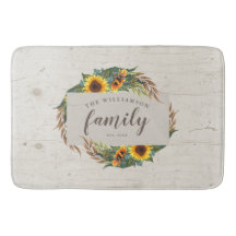 Country Sunflowers Rustic Wood Family Name