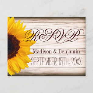 Country Sunflowers Rustic Wood RSVP POSTCARDS