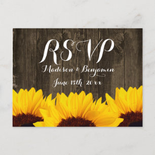 Country Sunflowers Rustic Wood RSVP POSTCARDS