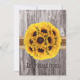 Country Sunflowers Twine & Wood Bridal Shower Invitation