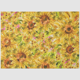 Country Sunflowers Watercolor Decoupage Background Tissue Paper