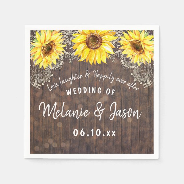 Country Sunflowers Wedding Napkins Bridal Shower (Front)