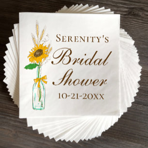 Country Sunflowers Yellow Floral Bridal Shower Napkin