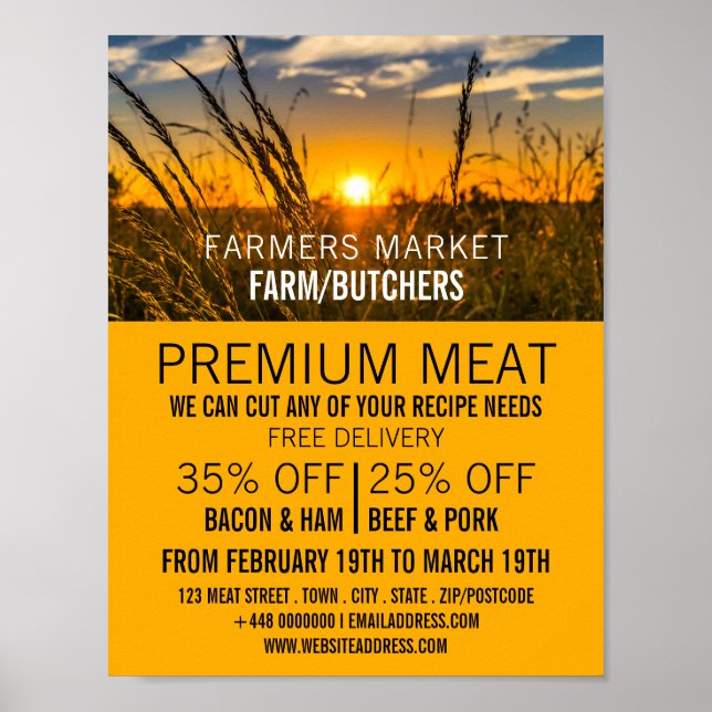 Country Sunset, Farmer & Butcher Advertising Poster (Front)