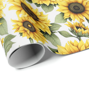 Country Sunshine Yellow Sunflowers Wrapping Paper