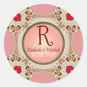 Country Sweethearts Monogram Classic Round Sticker