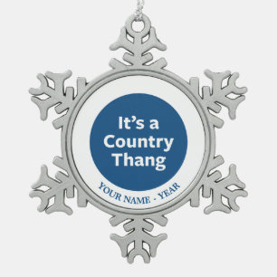 Country Thang Snowflake Pewter Christmas Ornament