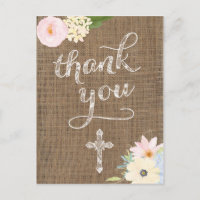Country Thank You Note with Holy Cross