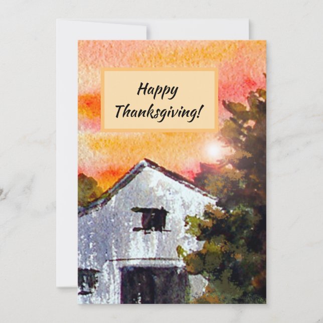 Country Thanksgiving Invitation Flat Note Card (Front)