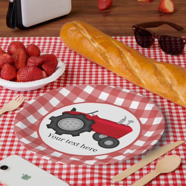 Country Tractor party add text Paper Plate (Picnic)