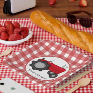 Country Tractor party add text Paper Plates