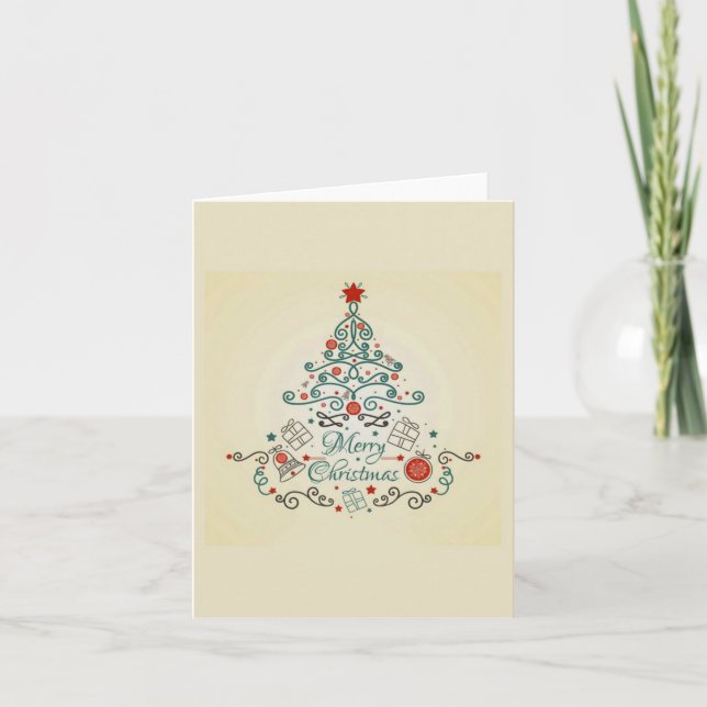 Country tree with decorations on Christmas card (Front)