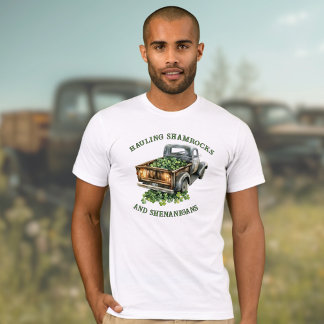 Country Truck Hauling Shamrocks and Shenanigans T-Shirt
