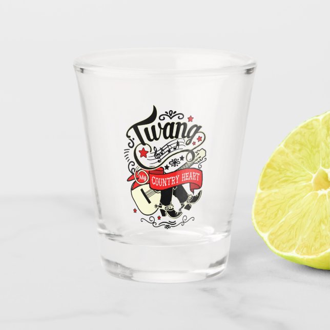 Country Twang Red/Black ID464 Shot Glass (Front)