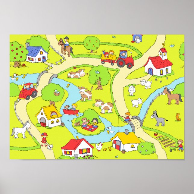 Country village scene poster (Front)