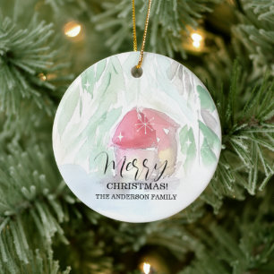 Country Village White Christmas Ceramic Tree Decoration