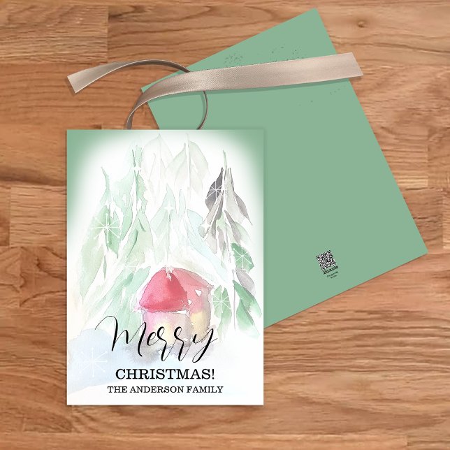 Country Village White Christmas Holiday Card (Creator Uploaded)