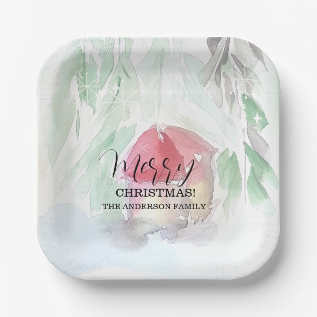 Country Village White Christmas Paper Plate (Front)