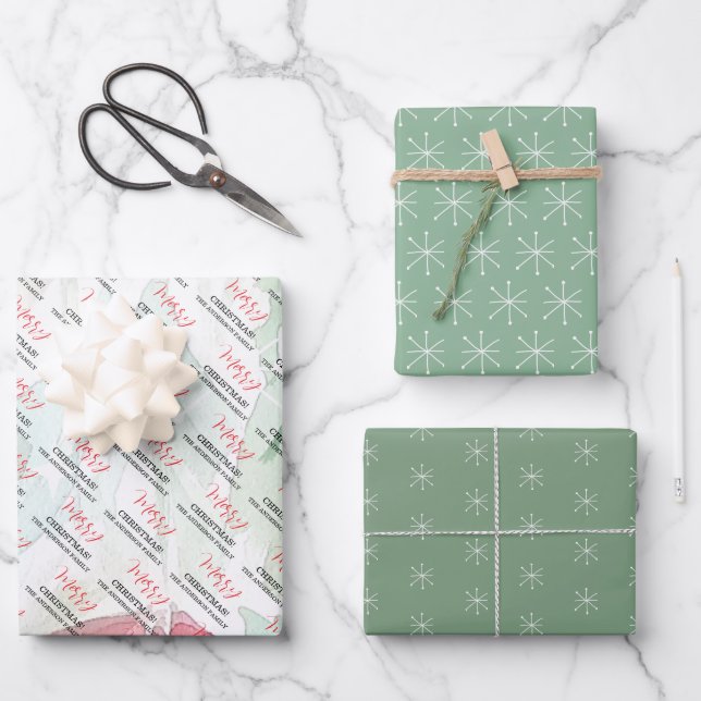 Country Village White Christmas Wrapping Paper Sheet (Front)