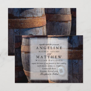 Country Vineyard & Rustic Wine Barrel Wedding Invitation