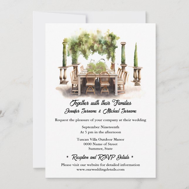 Country vineyard watercolor al fresco winery invitation (Front)