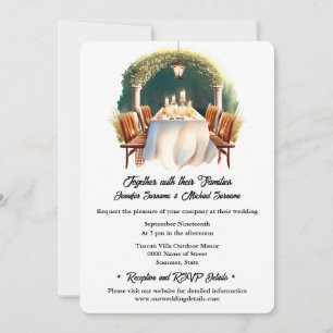 Country vineyard watercolor dining wedding arch invitation