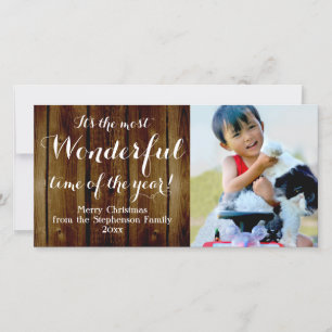 Country Vintage Christmas Most Wonderful Time Holiday Card