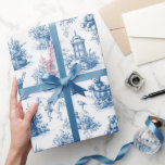 Country Vintage Christmas Toile de Jouy Blue Wrapping Paper<br><div class="desc">Country Vintage Christmas Toile de Jouy Blue Wrapping Paper.</div>