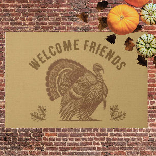 Country Vintage Disstressed Faded Gold Turkey Doormat