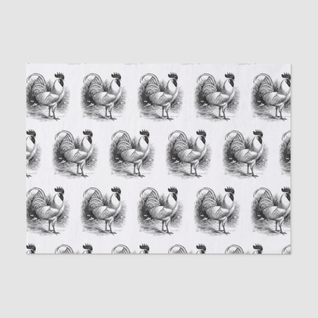 Country vintage tiled rooster party tissue tissue paper (Front)