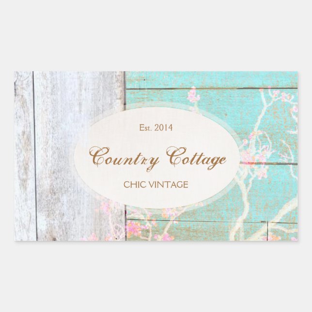 Country Vintage, Turquoise Rustic Wood Rectangular Sticker (Front)