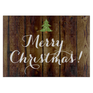 Country Vintage Wood Merry Christmas Cutting Board