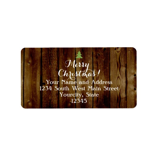 Country Vintage Wood Merry Christmas Label (Front)