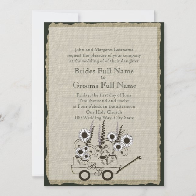 Country Wagon Wedding Invitation (Front)