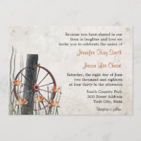 Country Wagon Wheel Wedding Invitations