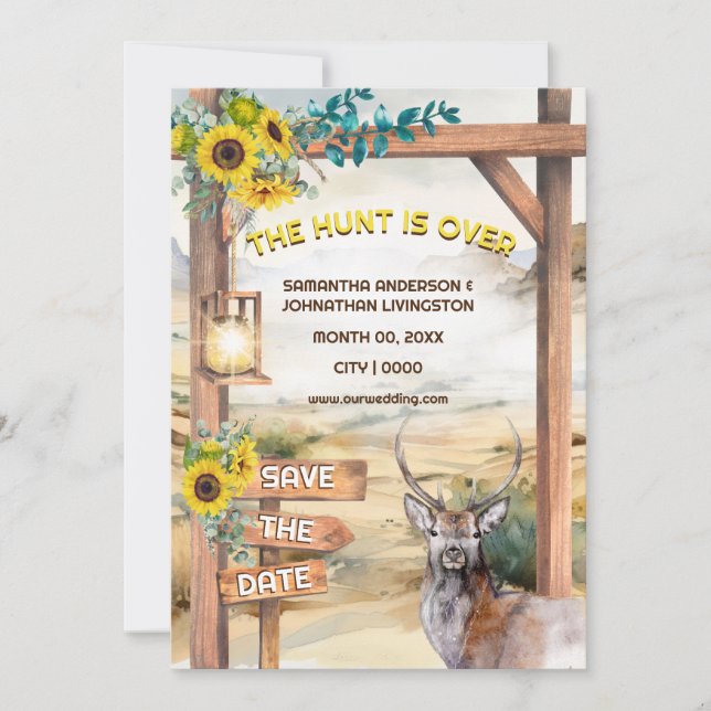 Country watercolor western buck hunting theme invitation (Front)