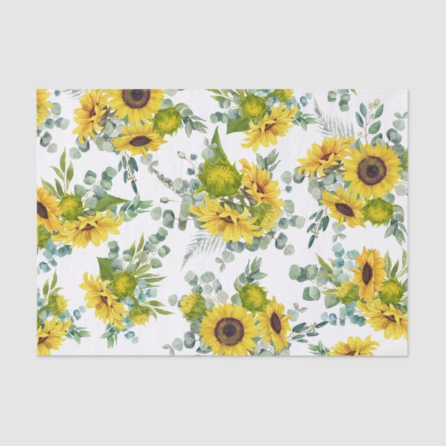 Country Watercolor Yellow Sunflower  Tissue Paper (Front)