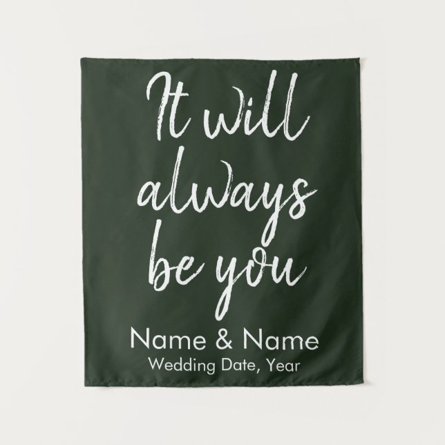 Country Wedding Backdrop Ceremony Hunter Green Tapestry (Front)