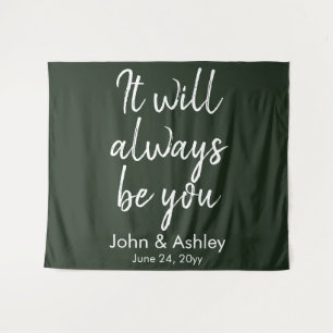 Country Wedding Backdrop Reception Hunter Green Tapestry