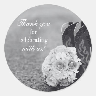 Country wedding boots thank you sticker