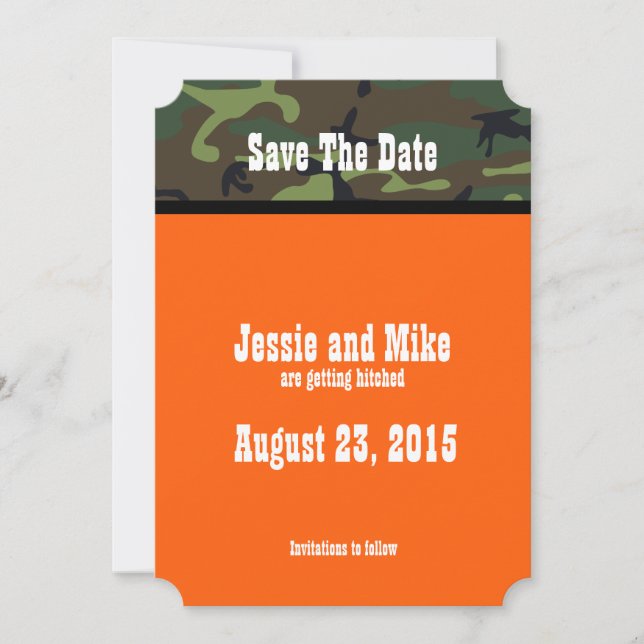 Country Wedding Camo Save The Date Invitations (Front)