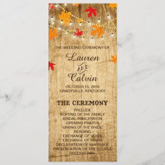 Country Wedding Ceremony Program for Fall wedding Programme